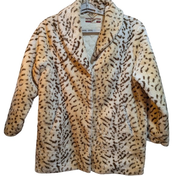Vintage Y2K 80s Mobwife Queen Boho Festival Soft Faux Fur Snow Leopard L Coat - Picture 2 of 10